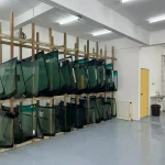 Mobile Windscreen Rasah Jaya, Seremban: racks of replacement windscreens
